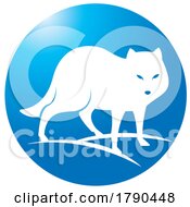 Poster, Art Print Of White Fox In A Blue Circle