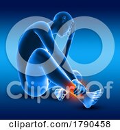 3D Male Medical Figure Holding His Ankle In Pain
