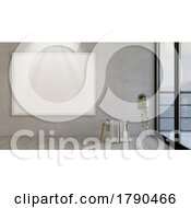 Poster, Art Print Of 3d Modern Empty Room With Blank Picture Frame