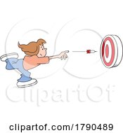 Poster, Art Print Of Cartoon Girl Throwing A Dart At A Target
