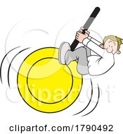 Cartoon Man On A Giant Swinging Pendulum