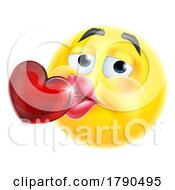 Poster, Art Print Of Kissing Heart Cartoon Emoticon Emoji Icon Face