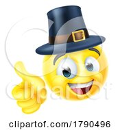 Poster, Art Print Of Thanksgiving Pilgrim Emoticon Emoji Cartoon Icon
