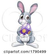 Poster, Art Print Of Easter Bunny Rabbit With Easter Egg Cartoon