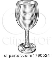 Poster, Art Print Of Empty Wine Glass Vintage Woodcut Etching Style
