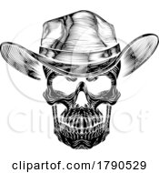 Skull Cowboy Hat Grim Reaper Cartoon by AtStockIllustration