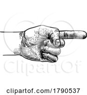 Poster, Art Print Of Hand Pointing Direction Finger Engraving Woodcut