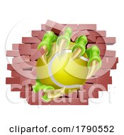 Poster, Art Print Of Tennis Ball Claw Breaking Through Wall