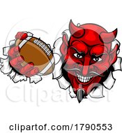 Poster, Art Print Of Devil American Football Sports Mascot Cartoon