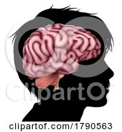 Poster, Art Print Of Child Kid Head In Silhouette Profile With Brain