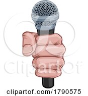 Poster, Art Print Of Microphone Fist Hand Comic Book Pop Art Cartoon