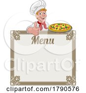 03/22/2023 - Pizza Chef Cook Cartoon Man Menu Sign Background