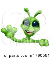Poster, Art Print Of Alien Cute Little Green Man Martian Cartoon Mascot