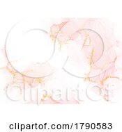 Poster, Art Print Of Elegant Pastel Pink Hand Painted Alcohol Ink Design With Gold Elements