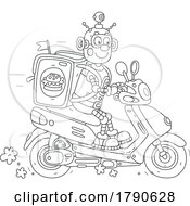 Cartoon Black And White Delivery Robot