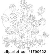 Poster, Art Print Of Cartoon Black And White Happy Easter Greeting
