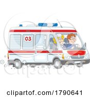 Cartoon Paramedics In An Ambulance