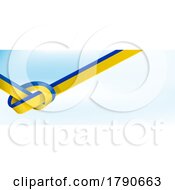Knotted Ukraine Flag Ribbon Over Gradient Blue Sky
