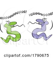 Poster, Art Print Of Cartoon Hissing And Fighting Snakes
