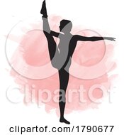 Poster, Art Print Of Silhouetted Woman Gymnast Dancer Or Doing Yoga Over Pink