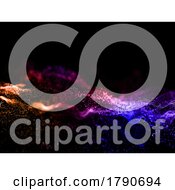 3D Abstract Background With Flowing Waves Of Particles In Rainbow Colours