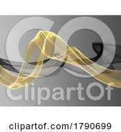 Poster, Art Print Of Abstract Background With Flowing Waves In Black And Gold