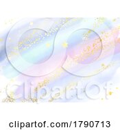 Poster, Art Print Of Pastel Watercolour Background With Glittery Gold Stars And Confetti 2203