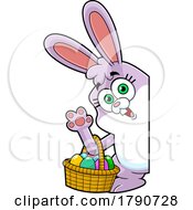 Poster, Art Print Of Cartoon Easter Bunny Rabbit Waving Around A Sign