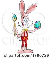 Poster, Art Print Of Cartoon Easter Bunny Rabbit Painting An Egg