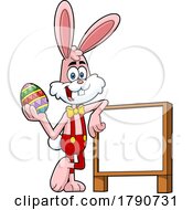 Poster, Art Print Of Cartoon Easter Bunny Rabbit With A Sign