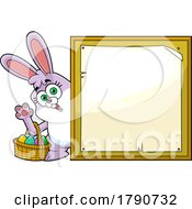 Poster, Art Print Of Cartoon Easter Bunny Rabbit With A Sign