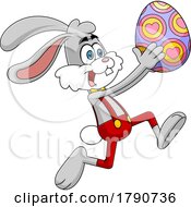 Poster, Art Print Of Cartoon Easter Bunny Rabbit Running With An Egg
