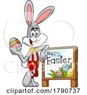 Cartoon Easter Bunny Rabbit With A Sign