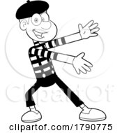 Cartoon Black And White Presenting Mime by Hit Toon