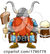 Poster, Art Print Of Cartoon Viking Gnome With A Beer Mug And Barrel