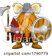 Cartoon Viking Gnome With An Axe And Shield
