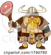 Poster, Art Print Of Cartoon Viking Gnome With A Meat Leg