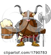 Cartoon Viking Gnome With A Beer Mug And Axe