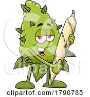 Cartoon Cannabis Marijuana Bud Mascot Holding A Joint