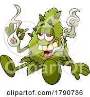 Cartoon Cannabis Marijuana Bud Mascot Smoking A Joint
