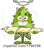 Cartoon Angelic Cannabis Marijuana Bud Mascot Holding A Joint