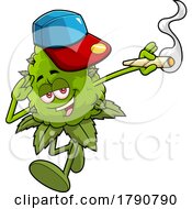 Cartoon Cannabis Marijuana Bud Mascot Smoking A Joint