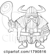 Poster, Art Print Of Cartoon Black And White Viking Gnome With A Meat Leg