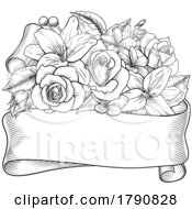 Flowers Floral Rose Bouquet Scroll Funeral Wedding