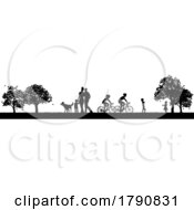 Silhouette People Enjoying The Park Or Outdoors by AtStockIllustration