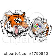 Tiger Gamer Video Game Controller Cartoon Mascot