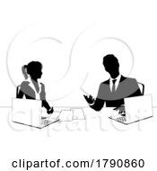 Poster, Art Print Of News Anchors Business People At Desk Silhouette