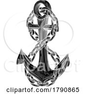 A Ship Anchor And Chain Nautical Woodcut Drawing by AtStockIllustration