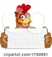 Poster, Art Print Of Chicken Rooster Cockerel Holding Sign Cartoon