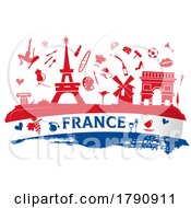 Poster, Art Print Of France Travel Flag And Icons